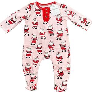 Mud Pie Baby Pink Santa Sleeper Girls 0-3m NWT
